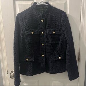 INC International Concepts Wool Blend Tweed Blazer Jacket Coat Size Large Navy